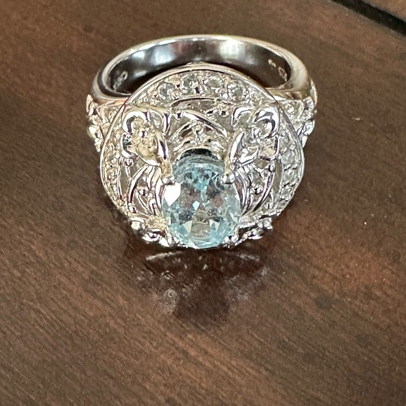 Victoria Wieck Aquamarine Ring. Set in Sterling Silver. Size 7 - Picture 7 of 9